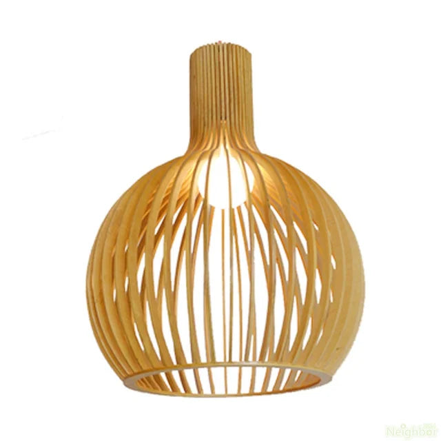 Rustic Wooden Hanging Pendant Lamp with Adjustable Rope