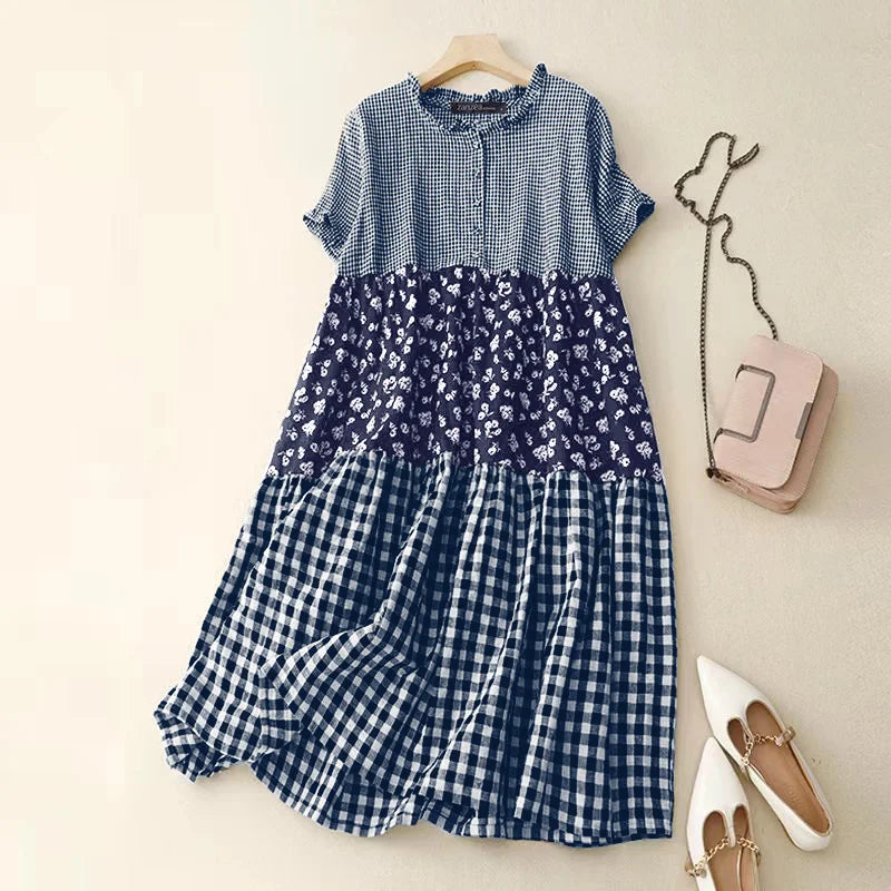 Classic Red Checked Long Dress