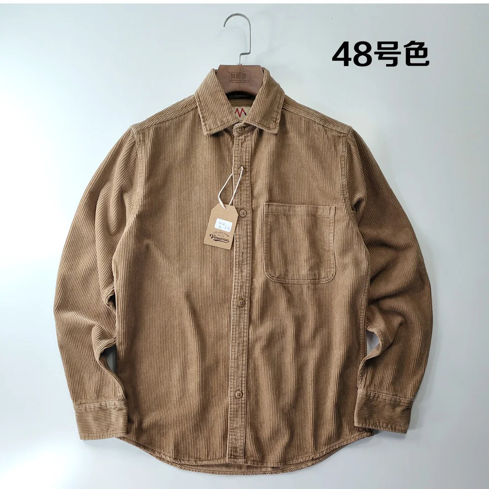 Classic Casual Corduroy Shirt for Men - Cotton Long Sleeve