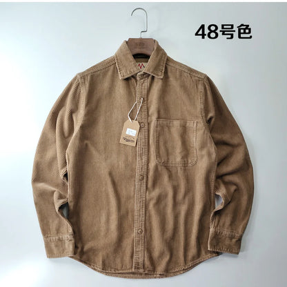 Classic Casual Corduroy Shirt for Men - Cotton Long Sleeve