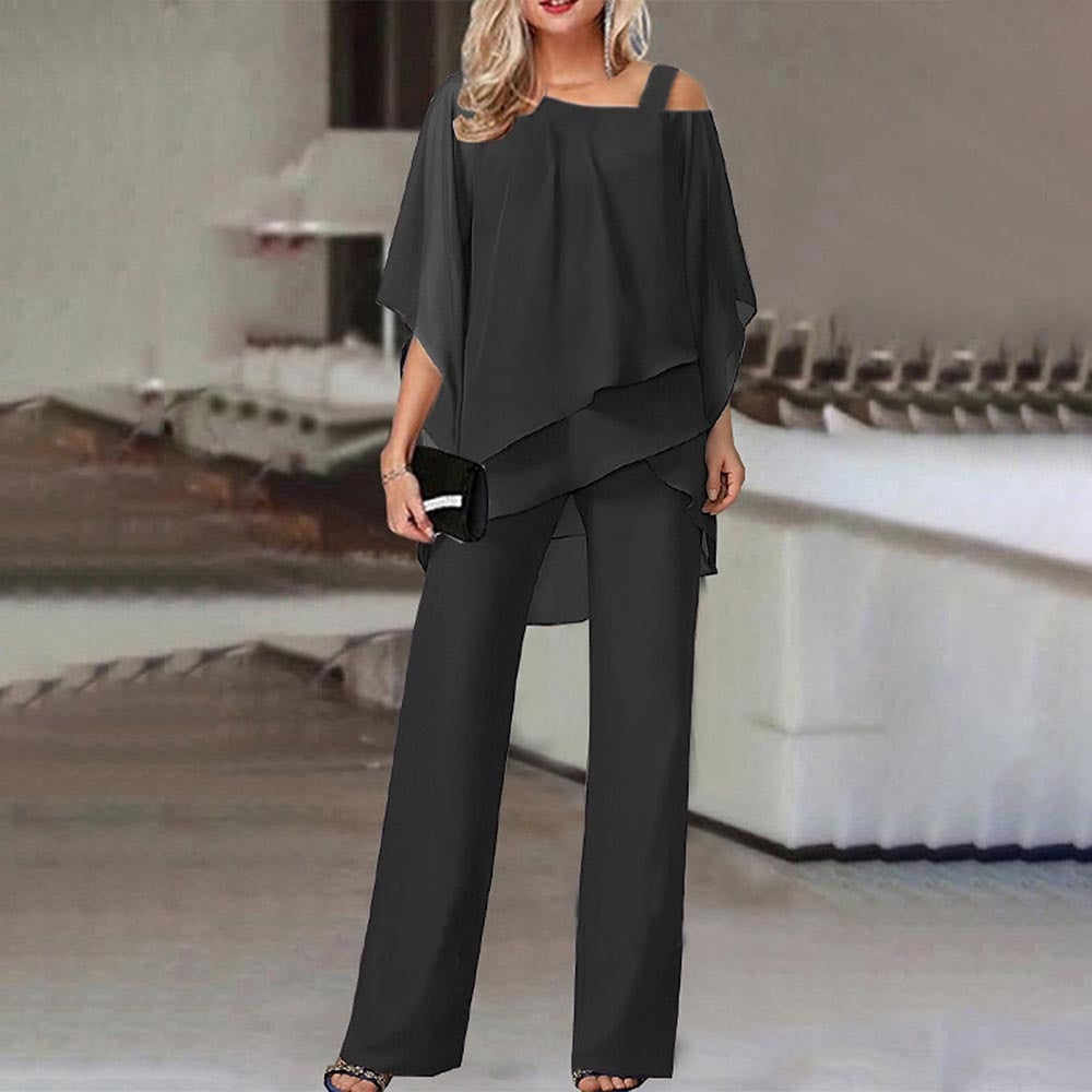Chic Ladies 2 Piece Cold Shoulder Business Suit - BritishElegance