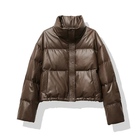Women's Short Shine Puffer Coat - BritishElegance