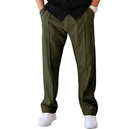 Comfortable Fit Straight Leg Pants with Elastic Waist