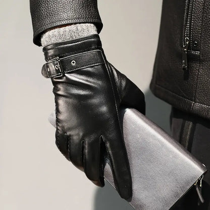 Soft Leather Gloves with Warm Fleece Cuffs