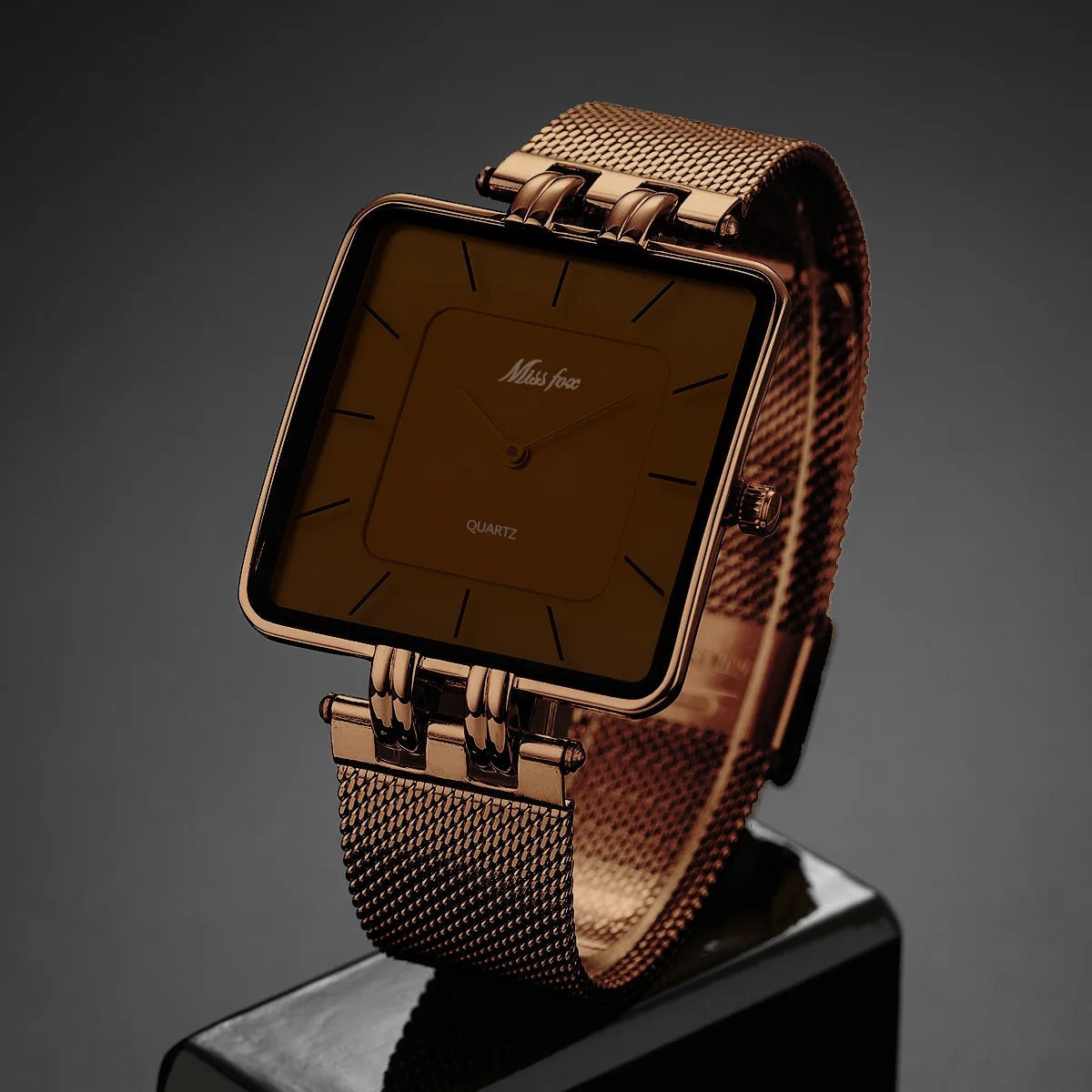 Isla Square Mesh Band Wristwatch | Adjustable Fit Solid Wristwatch