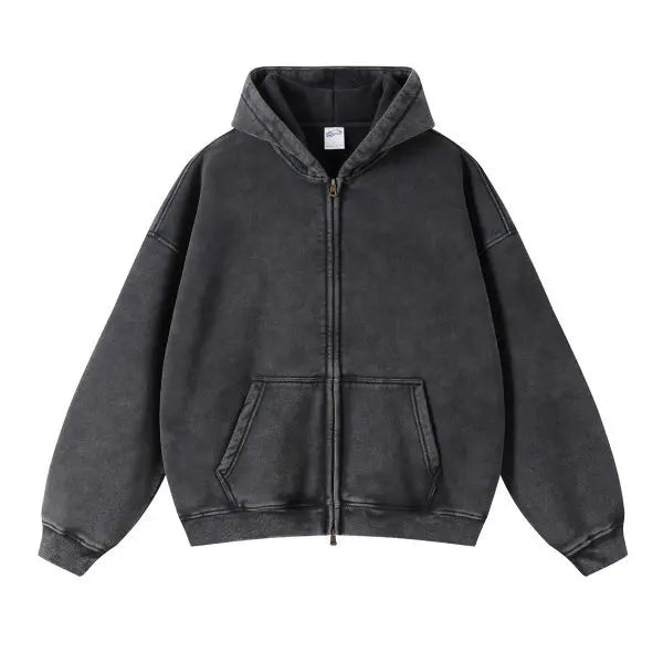 Fashionable Distressed Full Zip Street Hoodie