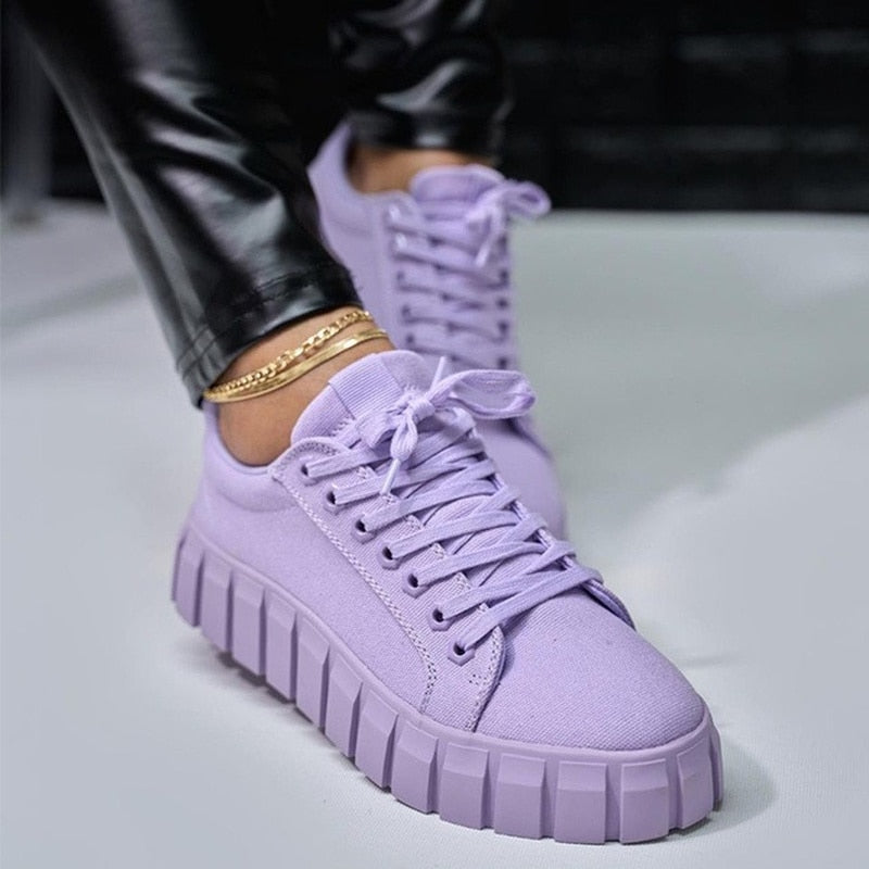 Comfortable Women's Lace Up Sneakers - BritishElegance