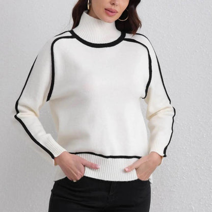 Isla Relaxed Fit Turtleneck Sweater | Ribbed Cuffs Hip-Length Sweater