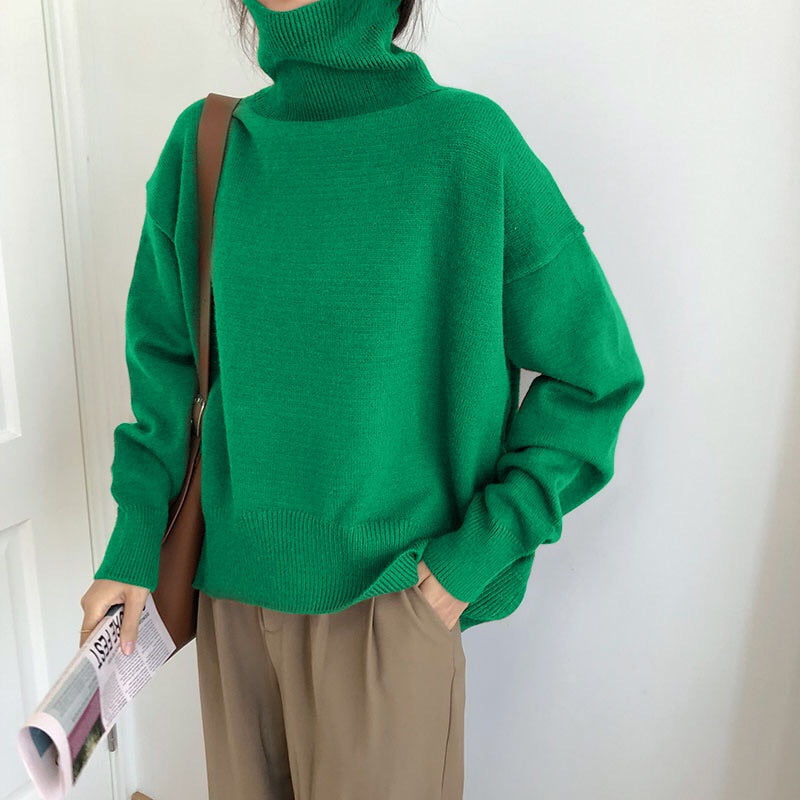 Cozy Oversized Winter Knit Turtleneck Sweater