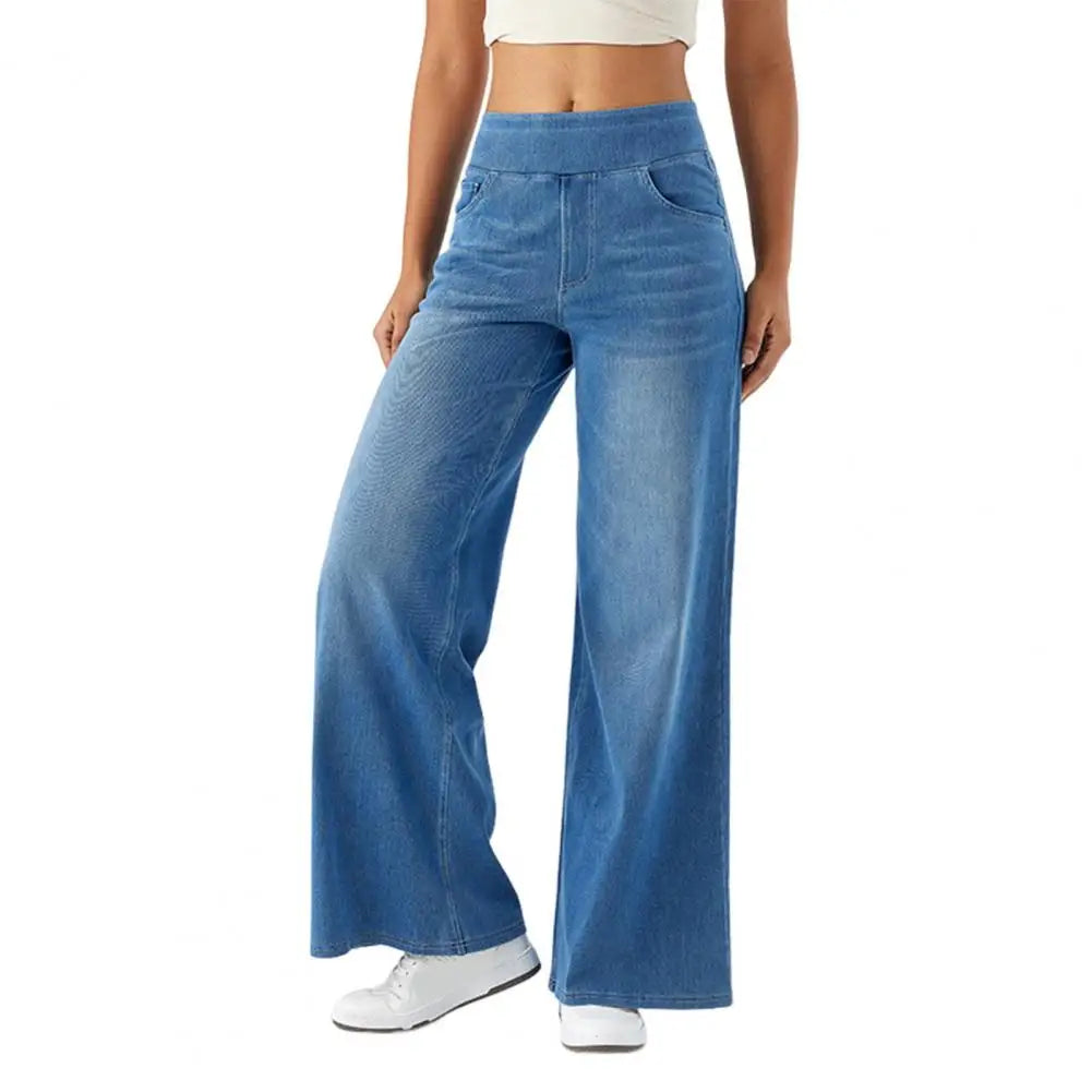 Comfortable High-Waist Straight Leg Women's Jeans