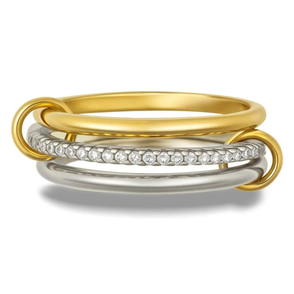 Simple Dual Tone Copper Band Ring Set
