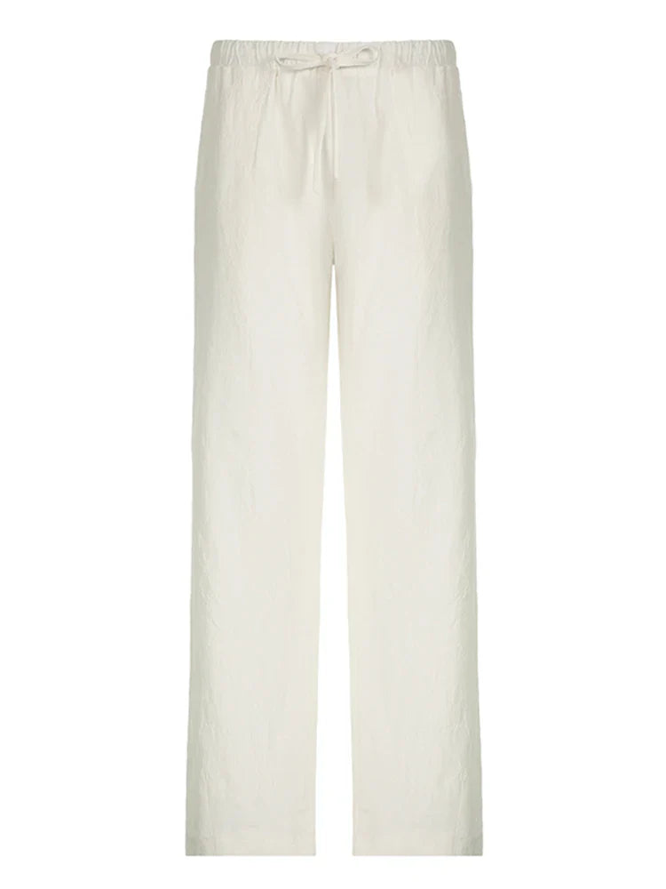 Comfortable High Waist Wide Leg Linen Pants with Pockets