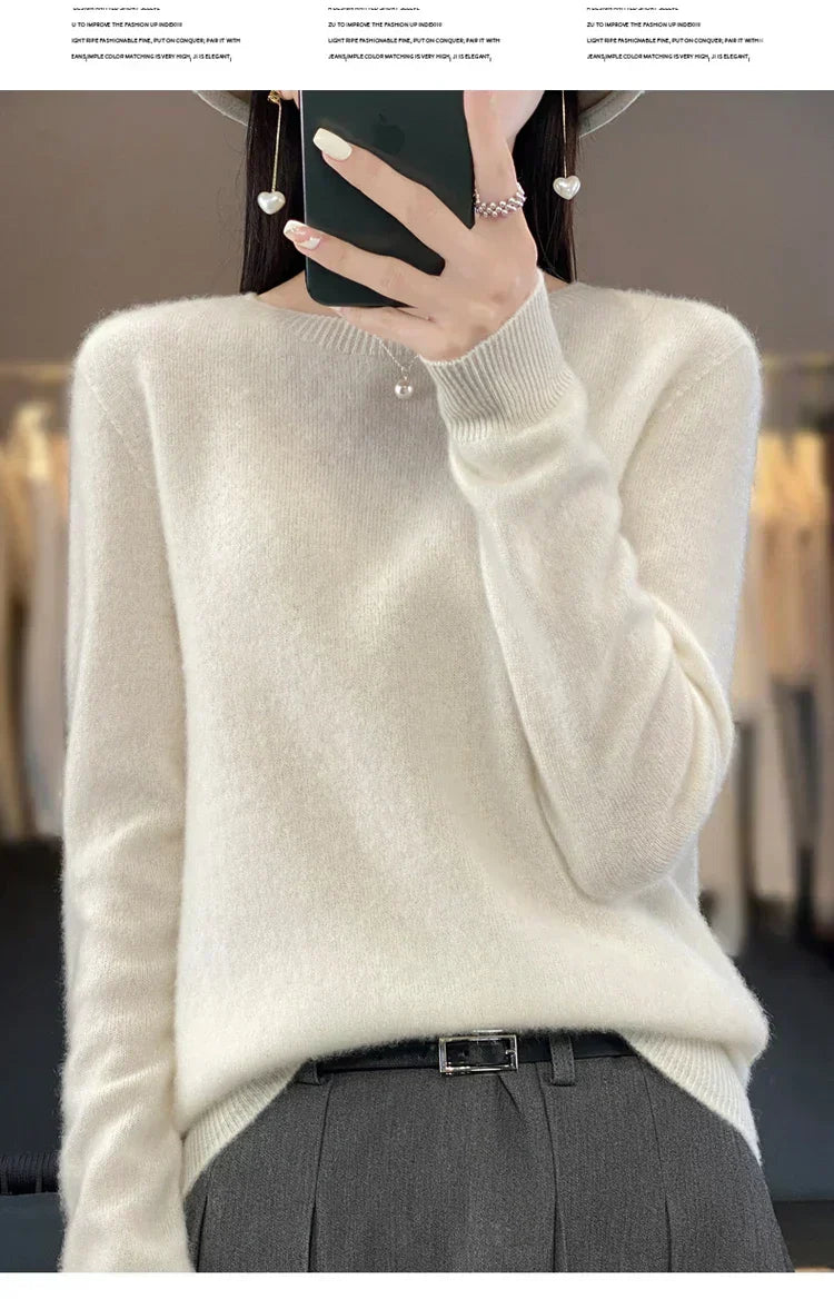 Soft Women's Pure Wool Crew Neck Sweater