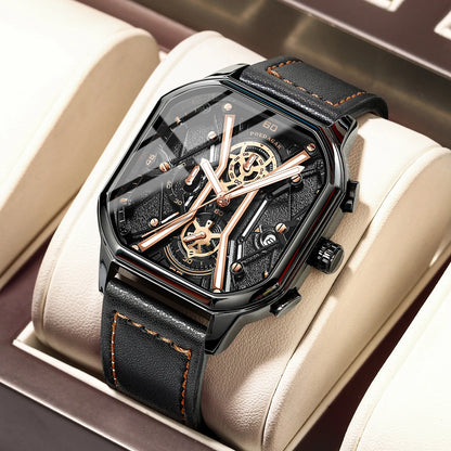 Stylish Skeleton Leather Watch - BritishElegance