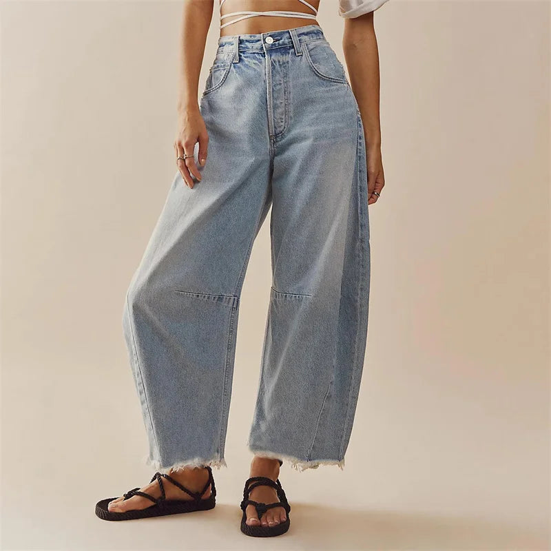 Comfortable Women's Relaxed Fit High Waist Jeans - BritishElegance