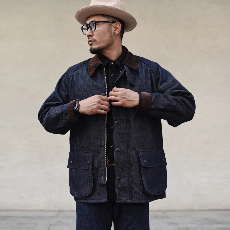 Zane – Men’s Rustic Denim Trench Coat | Durable Elegance