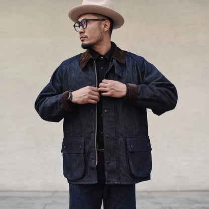 Zane – Men’s Rustic Denim Trench Coat | Durable Elegance