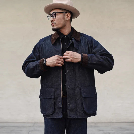 Zane – Men’s Rustic Denim Trench Coat | Durable Elegance