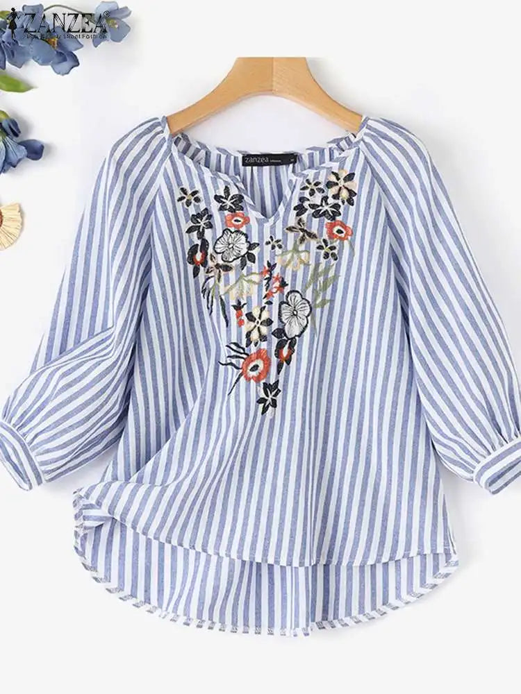 Beautiful Floral Print Summer Blouse for Women - BritishElegance