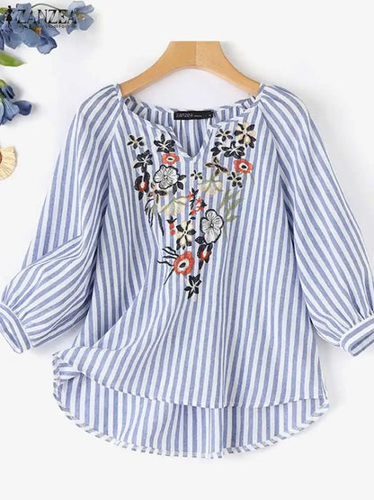Beautiful Floral Print Summer Blouse for Women - BritishElegance