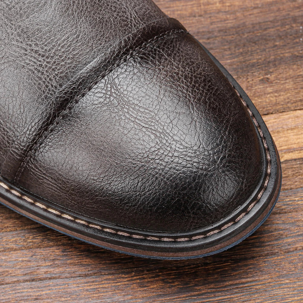 Durable Leather Boots Outdoor - Orthopedic boots with side zip