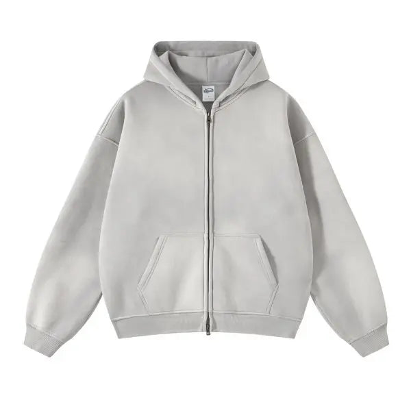 Fashionable Distressed Full Zip Street Hoodie