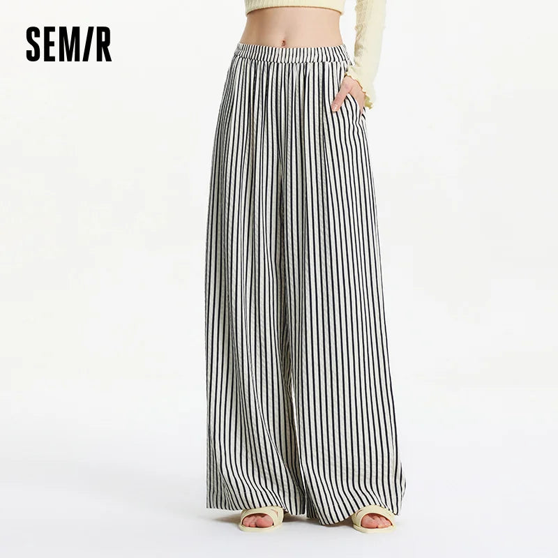 Comfortable Striped Loose Fit Palazzo Pants - BritishElegance