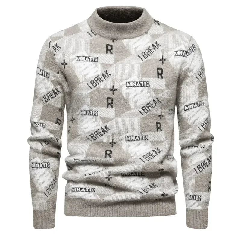 Fake Fur Crew Neck Sweater Men
