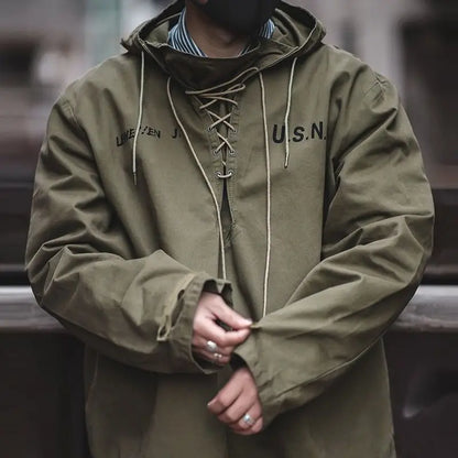 Casual Athletic Drawstring Hooded Men's Jacket