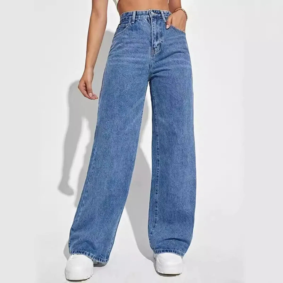 Classic Fit Women's Straight Leg High Waist Jeans - BritishElegance