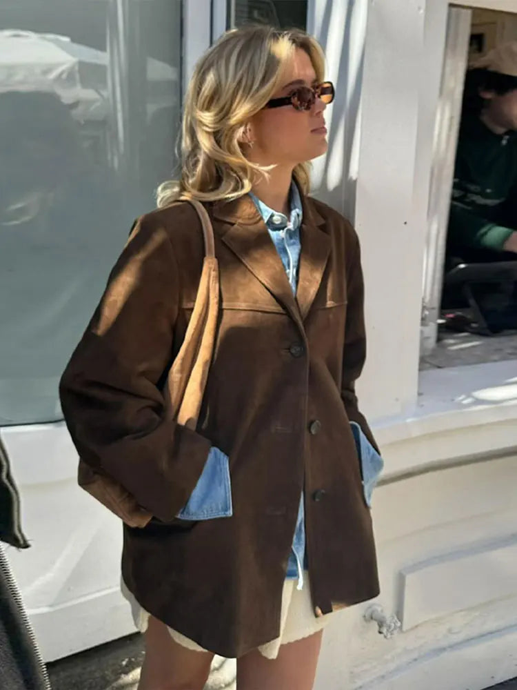 Yara | Stylish brown women's coat with a luxurious finish
