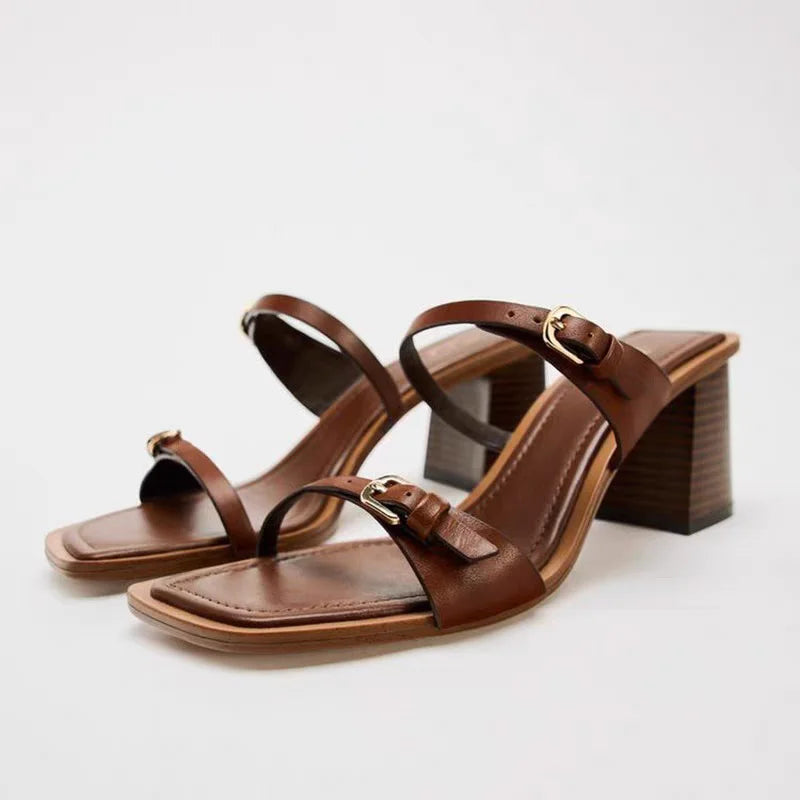 Elegant Buckle Strap Sandals - BritishElegance