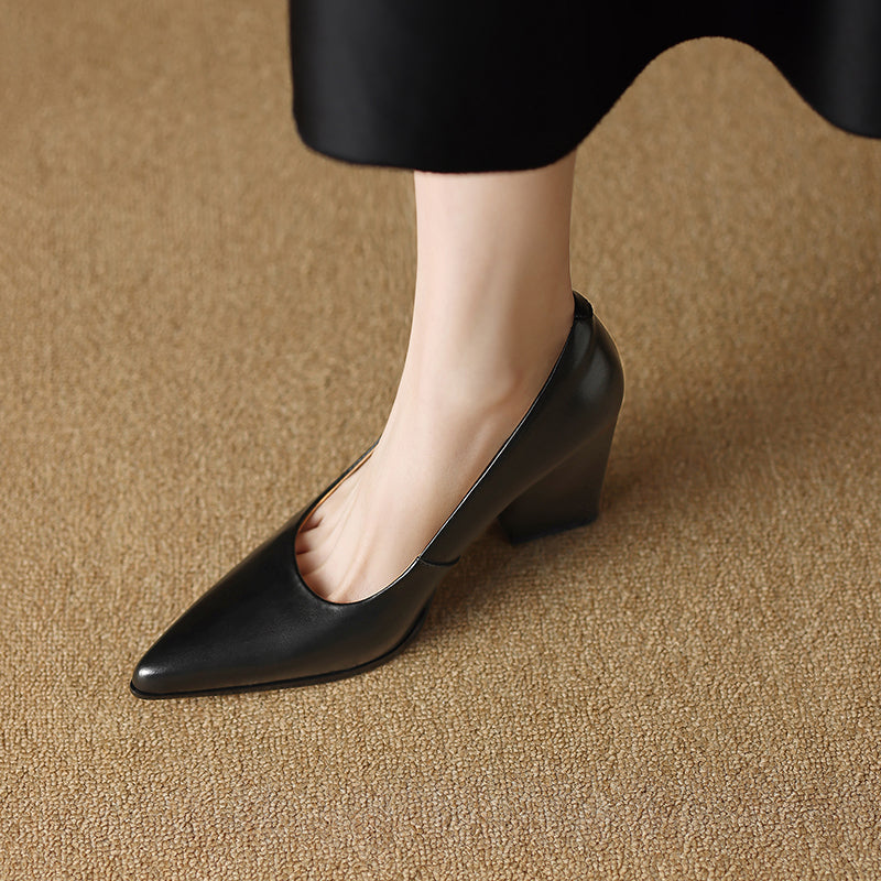 Nora Genuine Leather Heels