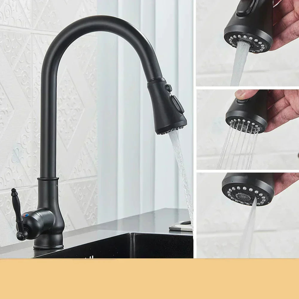 Classic Bronze Rotating Kitchen Faucet With Dark Finish