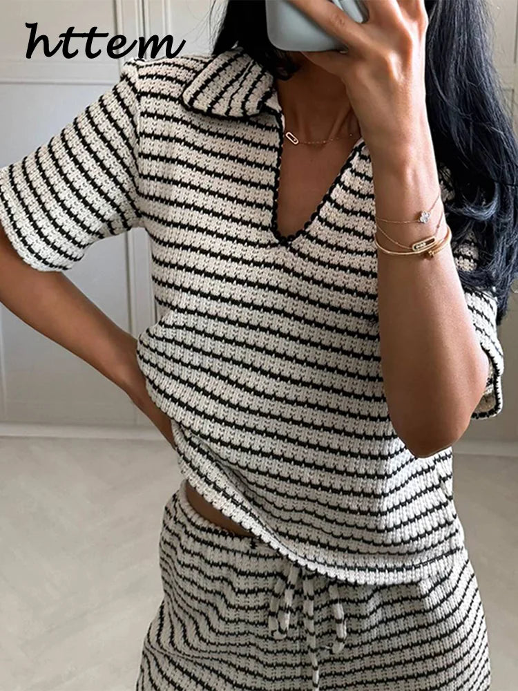 Cozy Striped Sweater and Leggings Set - BritishElegance