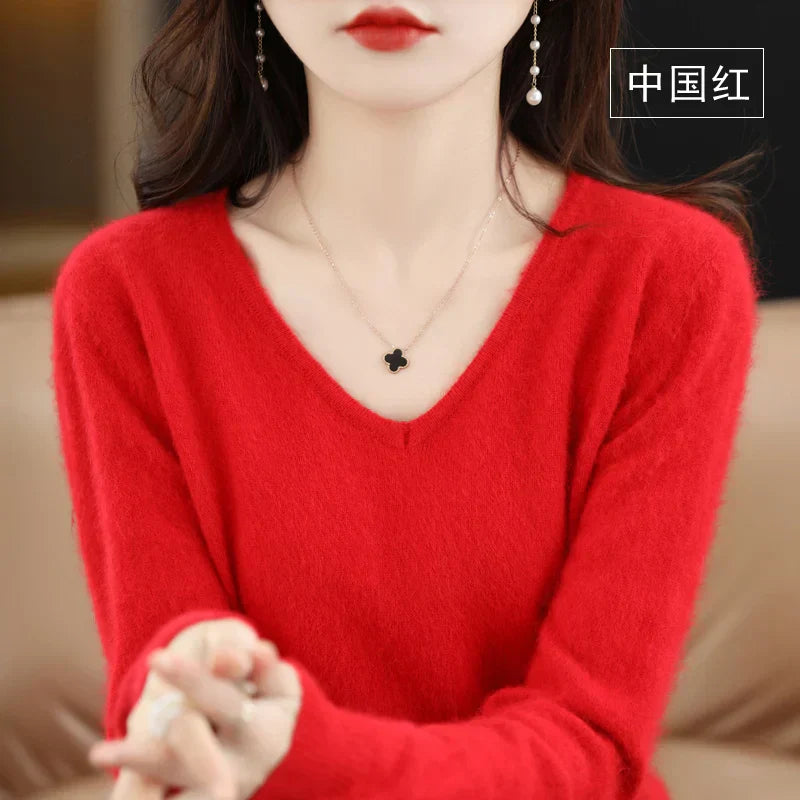Luxury Soft Cashmere V-Neck Sweater for Women