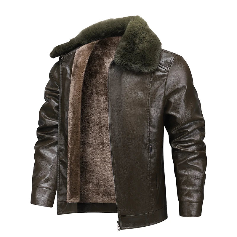 Warm Leather Motorcycle Jacket - BritishElegance