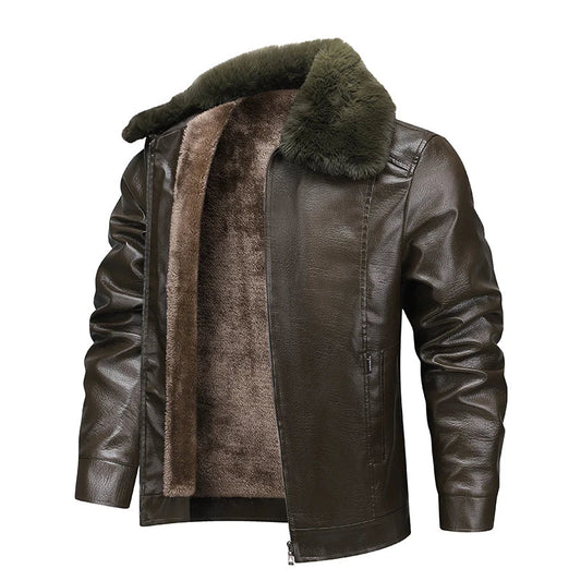 Warm Leather Motorcycle Jacket - BritishElegance
