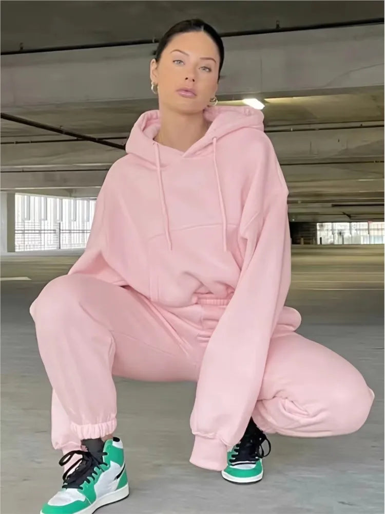 Warm Fleece Hoodie and Pant Set for Women