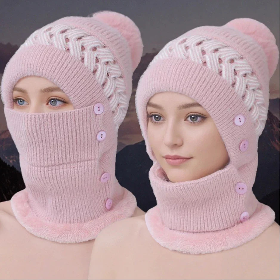 Soft Fuzzy Pom Pom Beanie Hat - BritishElegance