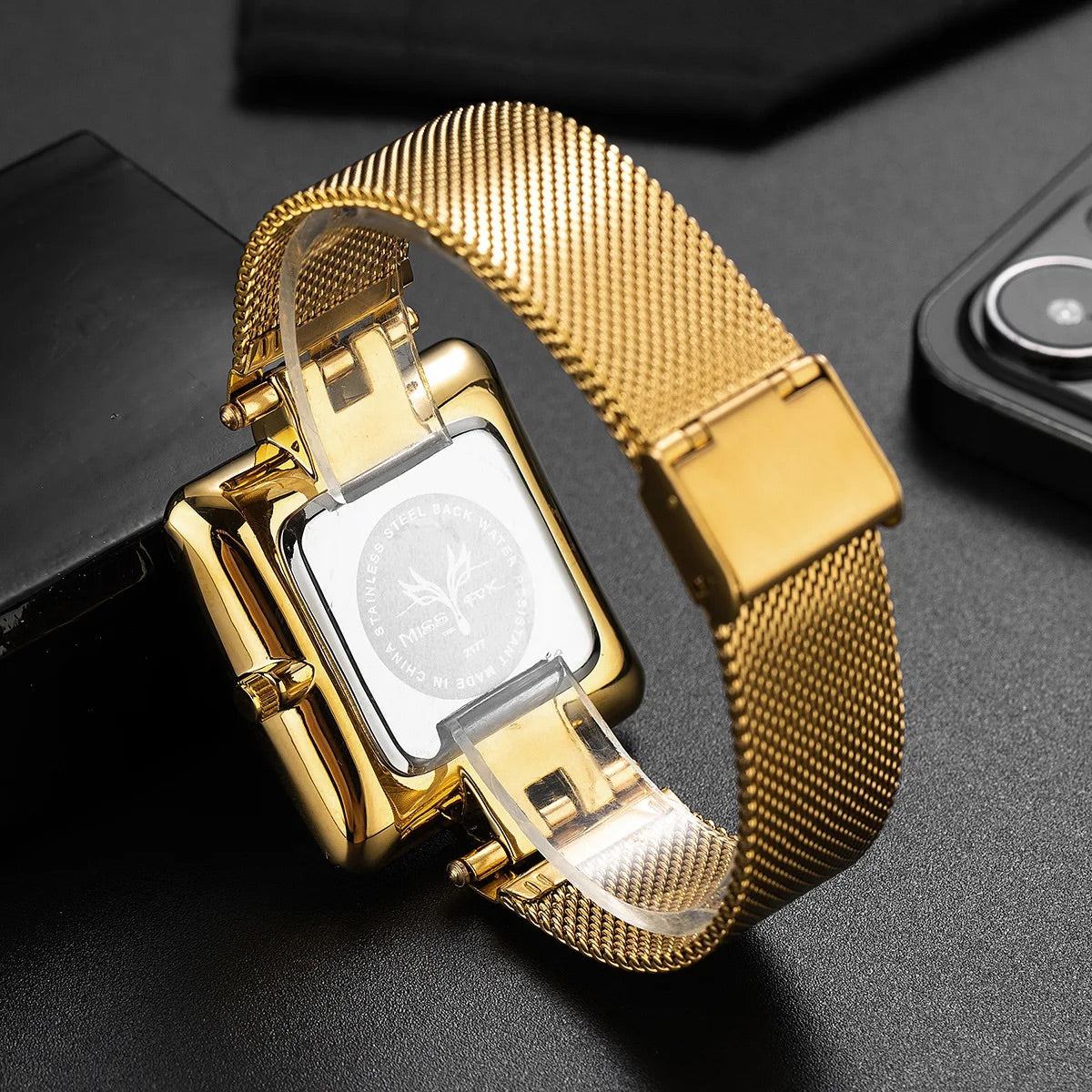 Isla Square Mesh Band Wristwatch | Adjustable Fit Solid Wristwatch