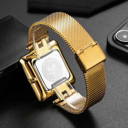 Isla Square Mesh Band Wristwatch | Adjustable Fit Solid Wristwatch