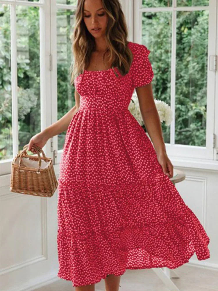 Classic Floral Long Sleeve Maxi Dress with High Slit