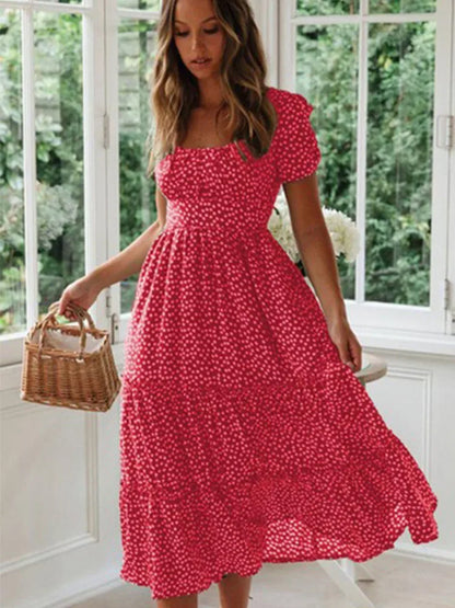 Classic Floral Long Sleeve Maxi Dress with High Slit