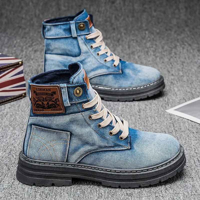 Comfortable Men's High Top Denim Boots