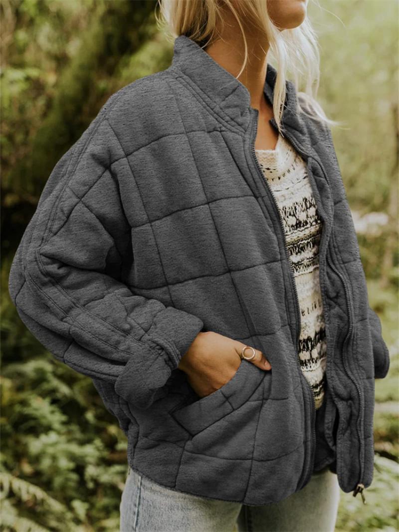Warm Padded Zip Up Quilted Jacket - BritishElegance