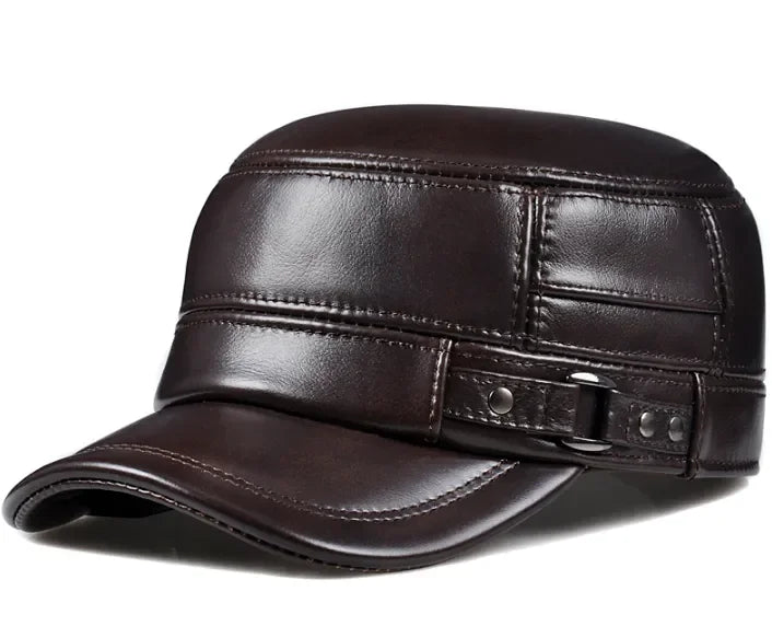 Classic Wool Faux Leather Winter Hat