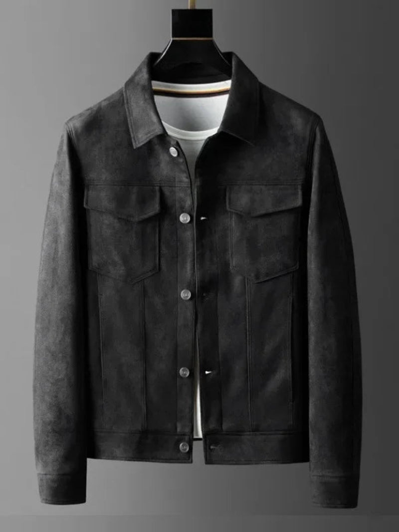 Men's Classic Fitted Leather Biker Jacket