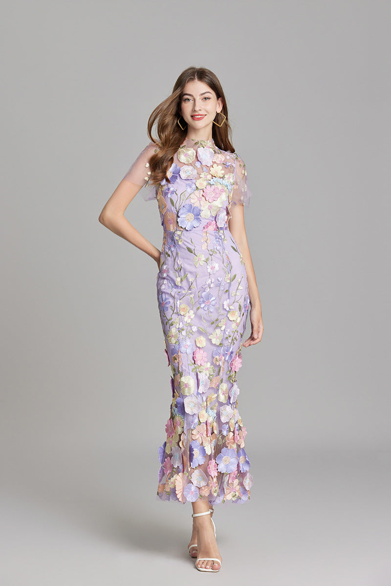 Marivelle – Elegant Embroidered Sheer Maxi Dress