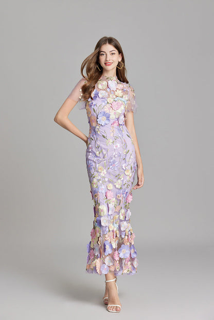 Marivelle – Elegant Embroidered Sheer Maxi Dress